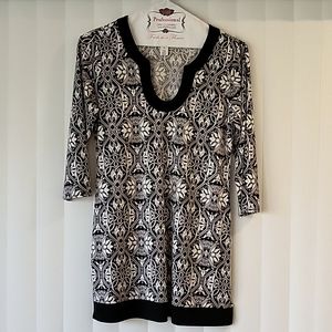 White House Black Market Tunic; black & white; size medium